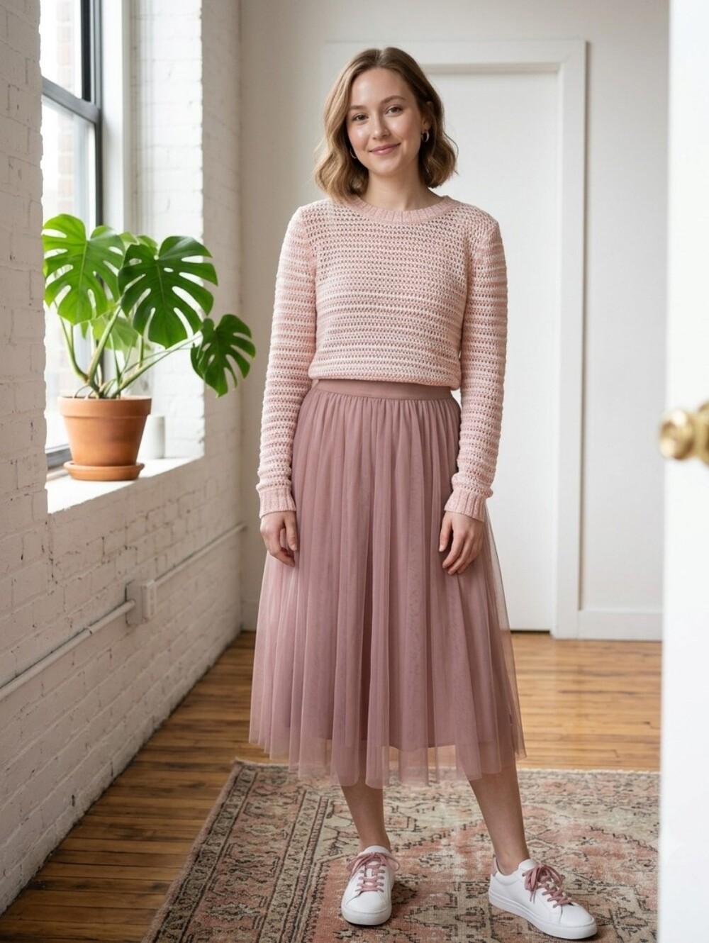 Blushing Desert Bloom Knit & Tulle Duo Curated Outfit M